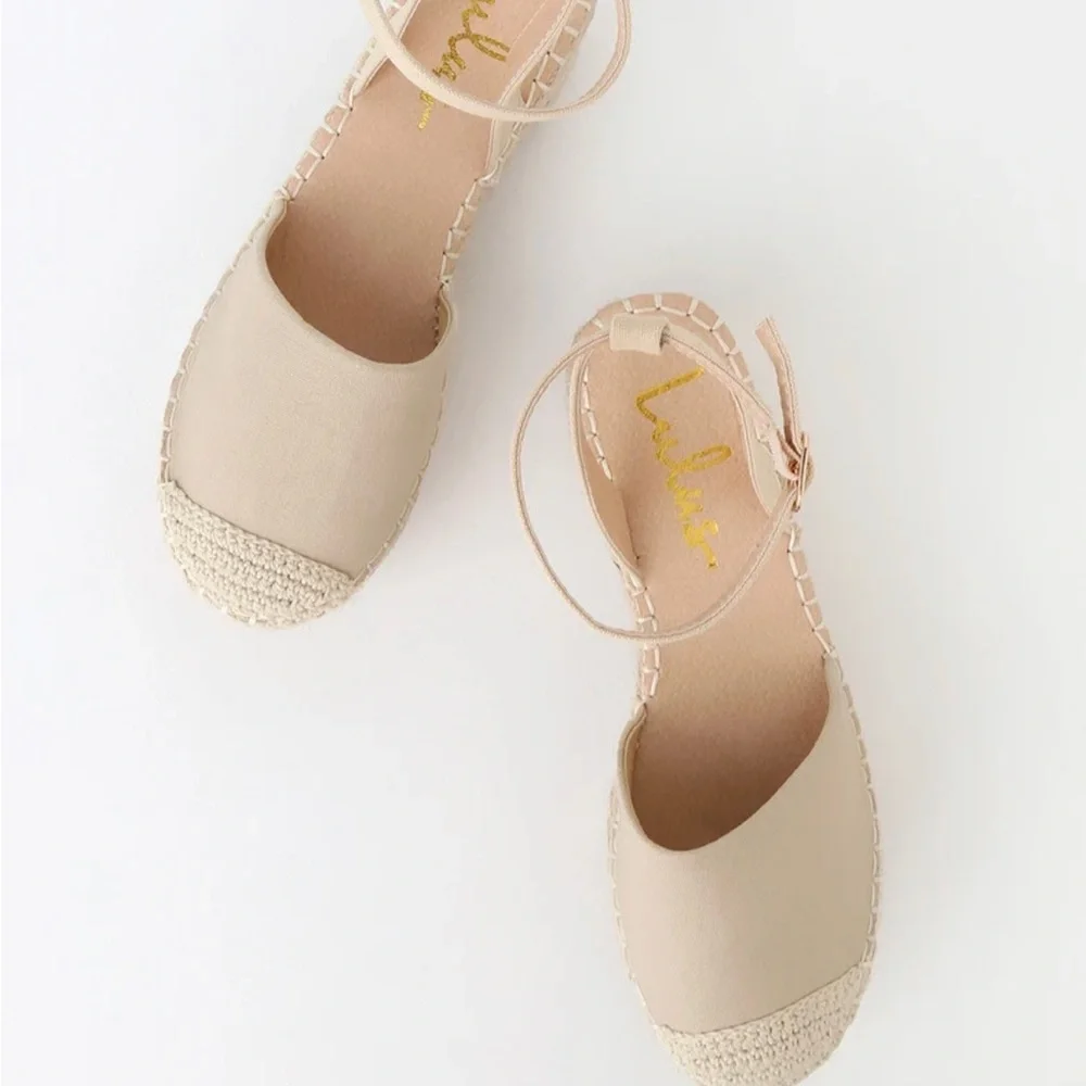 Lulu's Cream Espadrille Platform Wedge Sandals - Picture 3 of 7